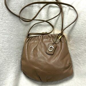 Carriage Court Women’s Crossbody Purse Soft Light Brown Leather